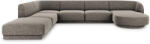 Micadoni Coltar modular Miley in forma de U cu tapiterie din tesatura structurala si colt pe partea stanga, gri (MIC_UL_140_F1_MILEY6)