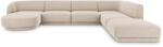 Micadoni Coltar modular Miley in forma de U cu tapiterie din tesatura structurala si colt pe partea dreapta, bej (MIC_UR_140_F1_MILEY2)