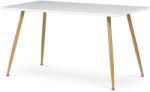 Artium Étkezőasztal 140x80, MDF, fehér matt asztallap, fém lábak tölgy színben (HT-W1214_WT)