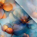 Takoy Enyhén elasztikus műselyem / silky anyag átlátszó virágok Welly