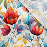 Takoy Enyhén elasztikus műselyem / silky anyag világos virágok 73