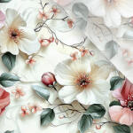 Takoy Enyhén elasztikus műselyem / silky anyag világos virágok Alica