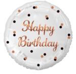  Fólia lufi Happy Birthday fehér rosegold elegáns 45 cm OHBB (10240FG-OHBB)