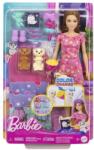 Barbie Set de joaca Barbie Petrecere in pijamale, cu 2 catelusi Papusa