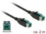 Delock PoweredUSB kábel apa 12 V > PoweredUSB apa 12 V 2 m, POS nyomtatókhoz és csatlakozókhoz (85493)
