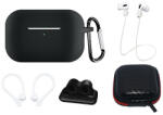 Hurtel Szilikon tokkészlet AirPods Pro 2-hez / AirPods Pro 1 + tok / fülkampó / nyakszíj / óraszíj tartó / karabiner - fekete