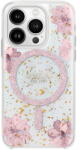 GUESS Husa Husa pentru iPhone 16 - Guess Hardcase Resin Flowers and Glitter MagSafe (GUHMP16SRBFGFGMP) - Pink (KF2344966) - pcone
