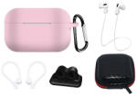 Hurtel Szilikon tokkészlet AirPods Pro 2-hez / AirPods Pro 1 + tok / fülkampó / nyakszíj / óraszíj tartó / karabiner - rózsaszín