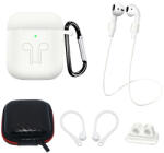 Hurtel Szilikon tok készlet AirPods 2-hez / AirPods 1 + tok / fülkampó / nyakszíj / óraszíj tartó / karabiner - fehér