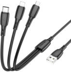 BOROFONE Bx71 3in1 Lightning - Type-c - Micro Usb Kábel 1 Méter Fekete