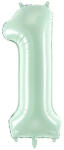 PartyDeco S. r. o 1. szám, világos zöld, fólia lufi, 72 cm