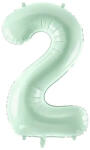 PartyDeco S. r. o 2. szám, világos zöld, fólia lufi, 72 cm