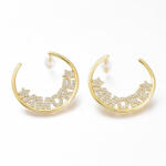  Arany Színű Cirkónia Strasszos Amore Szerelem Bedugós Fülbevaló 26x28mm