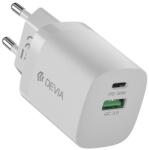 DEVIA SMART hálózati töltő Type-C+USB aljzat (30W, PD gyorstöltő. GaN) FEHÉR (EA307 2) - bluedigital