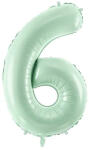 PartyDeco S. r. o 6. szám, világos zöld, fólia lufi, 72 cm