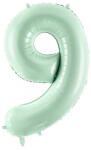 PartyDeco S. r. o 9. szám, világos zöld, fólia lufi, 72 cm