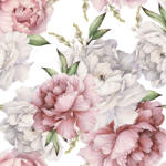 Takoy Jersey anyag Milano 150cm bazsarózsák fehér alapon