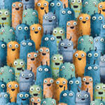 Takoy Jersey anyag Milano színes szörnyecskék 150cm