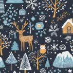 Takoy Szabadidő anyag/Futter Milano 150cm bagoly és szarvas az erdőben