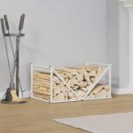 vidaXL Стойка за дърва, бяла, 70x43x34, 5 см, студеновалцувана стомана (864174)