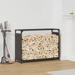 vidaXL Стойка за дърва, черна, 90x28x65 см, студеновалцувана стомана (864203)