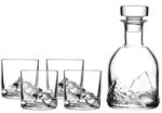  LIITON L10300 whiskys pohár és palack készlet, 1 l, 270 ml, 5 darab, vastagított falak, 3D Mount Everest aljzat, átlátszó