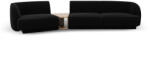 Micadoni Canapea modulara Miley cu tapiterie din catifea si colt pe partea stanga, negru (MIC_SET2L_51_F1_MILEY5) Canapea