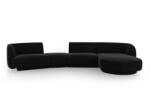 Micadoni Coltar modular Miley cu tapiterie din catifea si colt pe partea dreapta, negru (MIC_SET5R_51_F1_MILEY5)