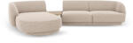 Micadoni Coltar modular Miley cu tapiterie din tesatura structurala si colt pe partea stanga, bej (MIC_SET1L_140_F1_MILEY2)
