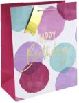 Eurowrap ajándéktasak (26, 5x33x14 cm) Happy Birthday, pink foltos (5) (35459-2C)