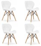 LEOBERT Set 4 scaune stil scandinav, Artool, Lago, piele ecologica, lemn, alb, 47x38x73 cm (3326_1SP)