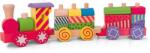 Woodyland Jucarie din lemn - Tren cu cuburi mici imprimate de stivuit (91122)