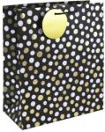 Eurowrap ajándéktasak (26, 5x33x14 cm) fekete, fehér-arany pöttyös (5) (35474-2C)