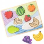 Viga Toys Puzzle din lemn Montessori Puzzle 2in1 Figuri de fructe