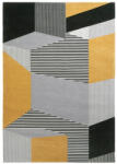  METROPOLIS Yellow, szürke-sárga geometrikus retro mintás szőnyeg szennytaszító bevonattal