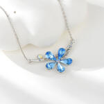  Platinával bevont virág nyaklánc égszínkék Swarovski kristállyal (0486. ) (A001522N-001)