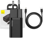 Baseus Super Si gyorstöltő 1C 20W adapter1 m-es USB-C-Lightning kábellel (fekete)