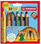 STABILO Színes ceruza STABILO Woody Tiger 3in1 hengeres vastag hegyezővel 6 darabos készlet 8806-4-2 (8806-4-2)