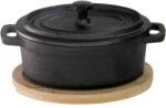 HORECANO HORECANO-Мини Тенджерка елипса с бамбукова подложка 10х12 cm (1277SJ5205) (0147120)
