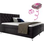 TEMPO KONDELA Boxspring ágy, 140x200, fekete Velvet szövet, GULIETTE + ajándék