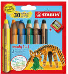STABILO Színes ceruza STABILO Woody Tiger 3in1 hengeres vastag hegyezővel 6 darabos készlet (8806-4-2) - papir-bolt