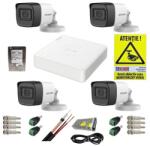 Hikvision Kit supraveghere complet Hikvision 4 camere 5MP IR 30M Audio, DVR 4 canale 8MP AcuSense, accesorii, HDD 1TB + CADOU Autocolant Rovision SafetyGuard Surveillance