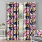 Mondo Italia Függöny szalaggal 140x250 cm fehér, rózsaszín virágokkal