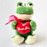 Hanya Plüss béka zöld színű I love you feliratú szívvel lógó fülekkel nyakmasnival 10x16 cm (GB3927-BEKA)