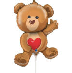 Grabo Balon folie mini figurina ursulet cu inima 24 cm