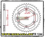  JT Sprockets hátsó lánckerék, 1244, Honda Road VT/VTR250, CBR250 (jtr1244)