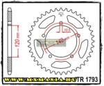  JT Sprockets hátsó lánckerék, 1793, Suzuki GSX-R (jtr1793)
