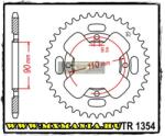  JT Sprockets hátsó lánckerék, 1354, Honda ATV ATC200 X (jtr1354)
