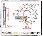  JT Sprockets első lánckerék, R 1401, Kawasaki KSF400, Suzuki LT-Z400/LT-R450 (jtf1401)