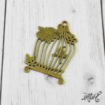  Nagyméretű kalitka medál, antik bronz